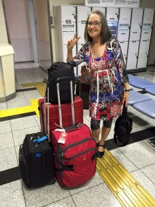 This is one of my travel outfits for flight in late summer. Spring version would have longer leggings/yoga pants and down jacket. 